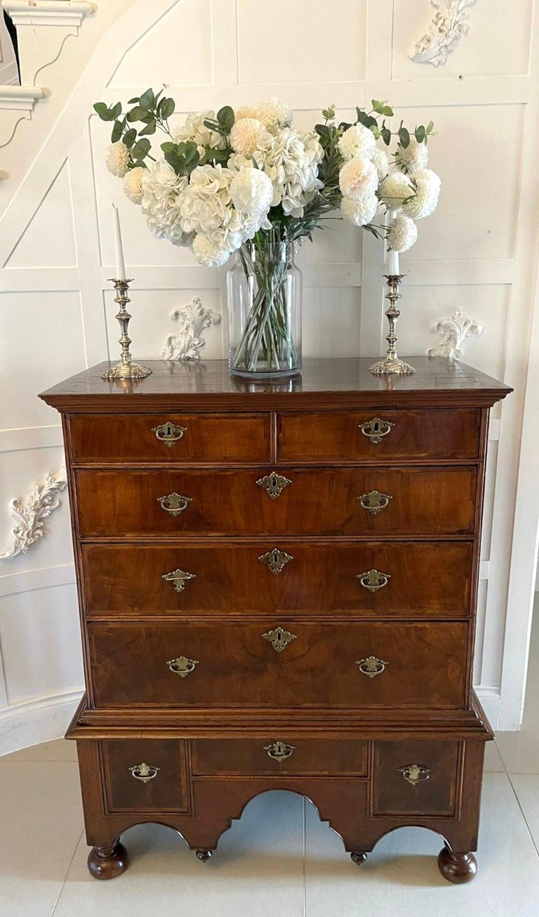 Antique William and Mary Quality Figured Walnut Chest on Stand For Sale ...