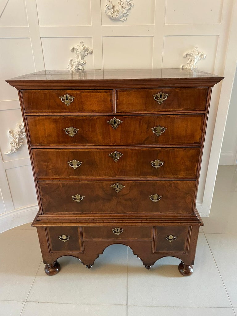 Antique William and Mary Quality Figured Walnut Chest on Stand For Sale ...