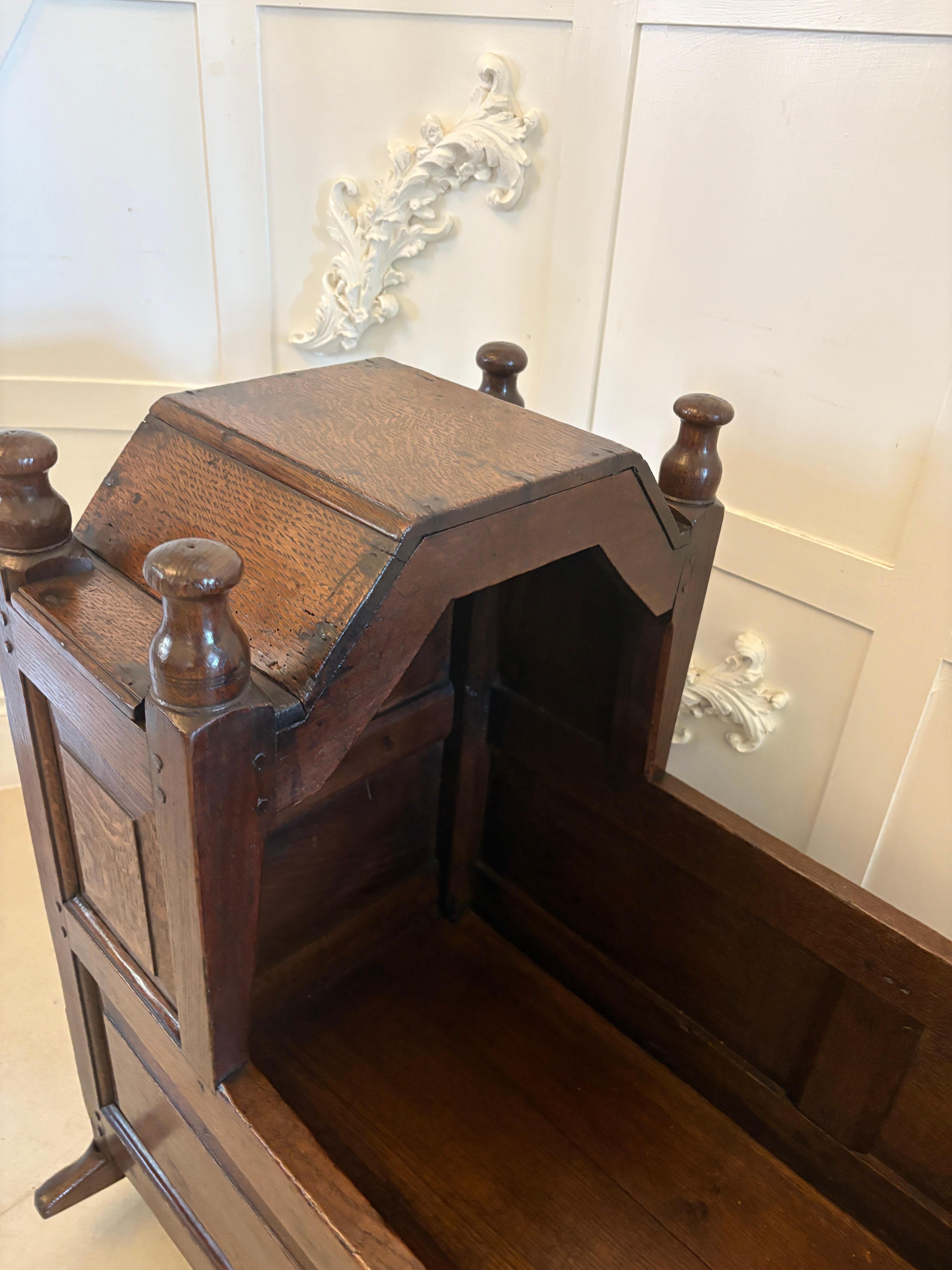 18th Century and Earlier Antique William and Mary Quality Oak Panelled Rocking Crib For Sale