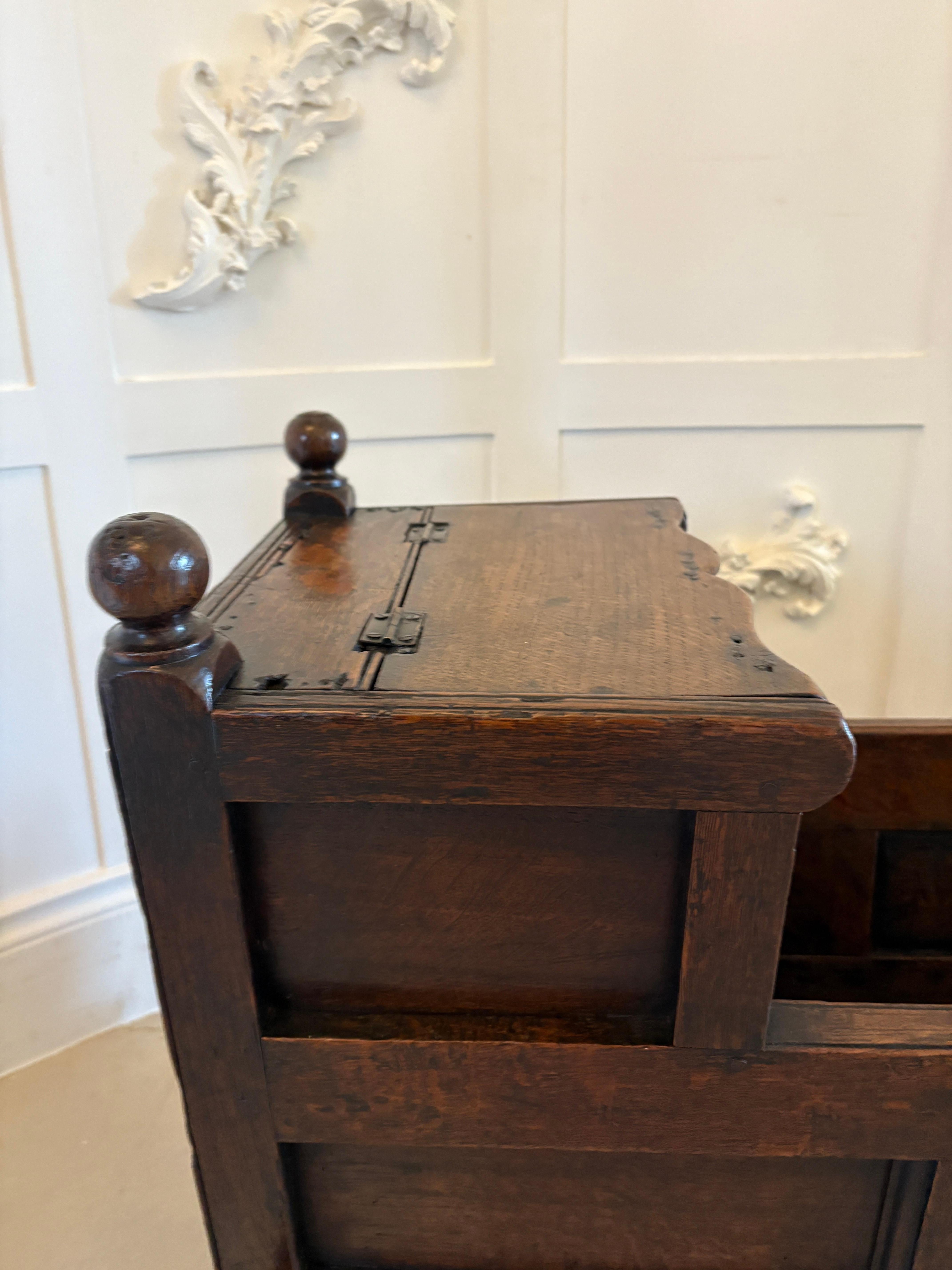 18th Century and Earlier Antique William and Mary Quality Oak Panelled Rocking Crib For Sale