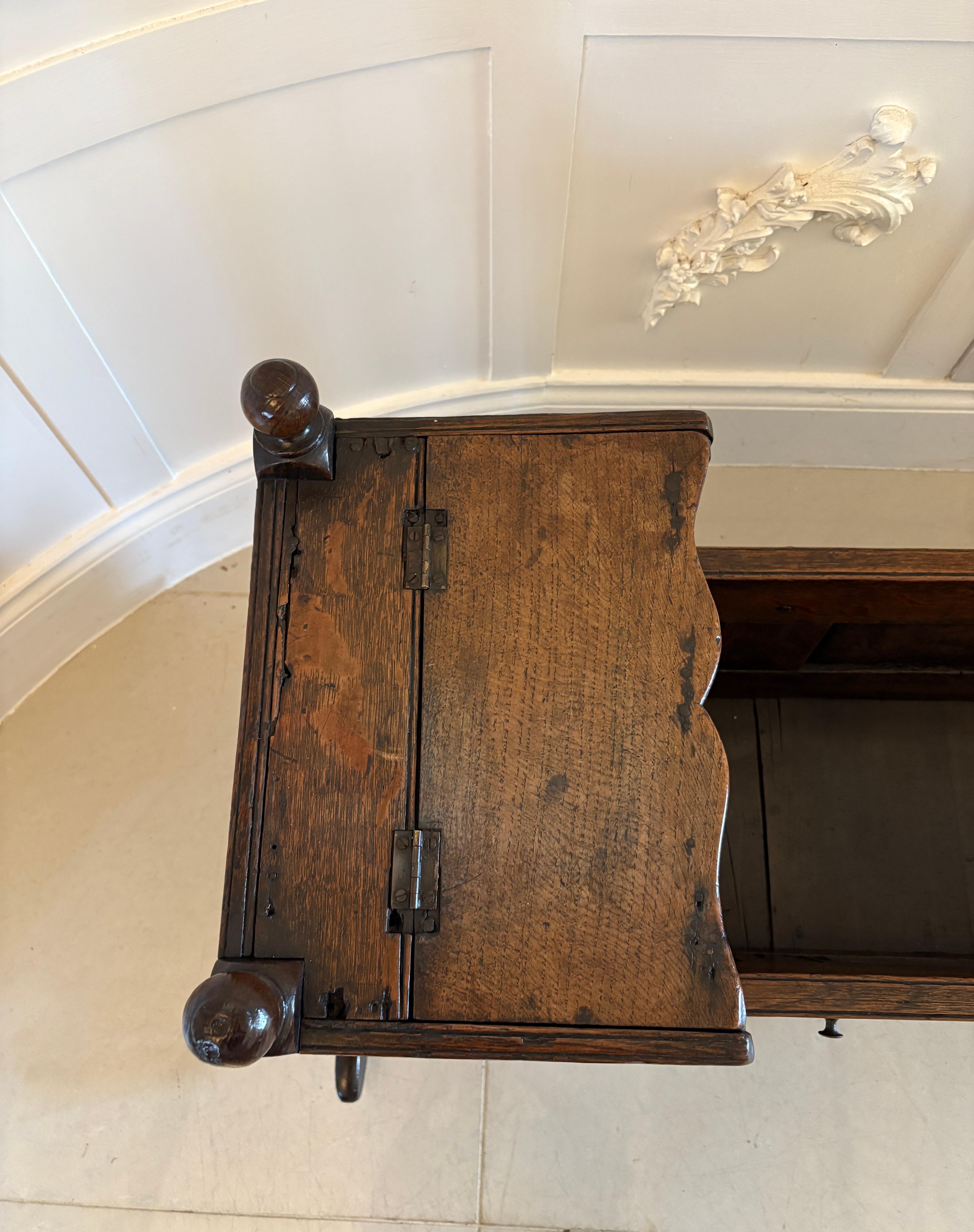 Antique William and Mary Quality Oak Panelled Rocking Crib For Sale 4