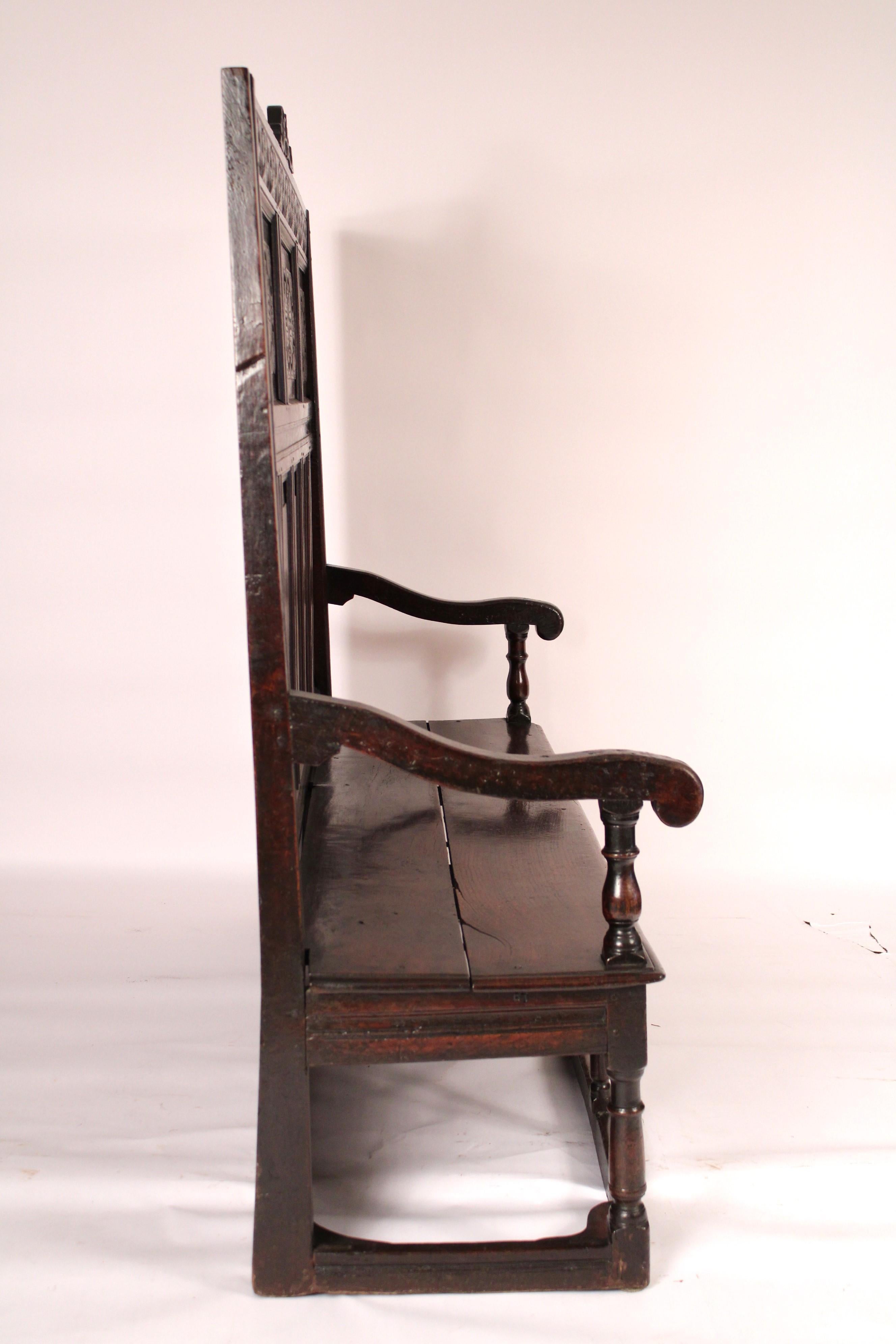Inglese Antico Settle di Oak inglese in stile William & Mary in vendita