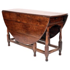 Antique William and Mary Style Oak Gate Leg Table