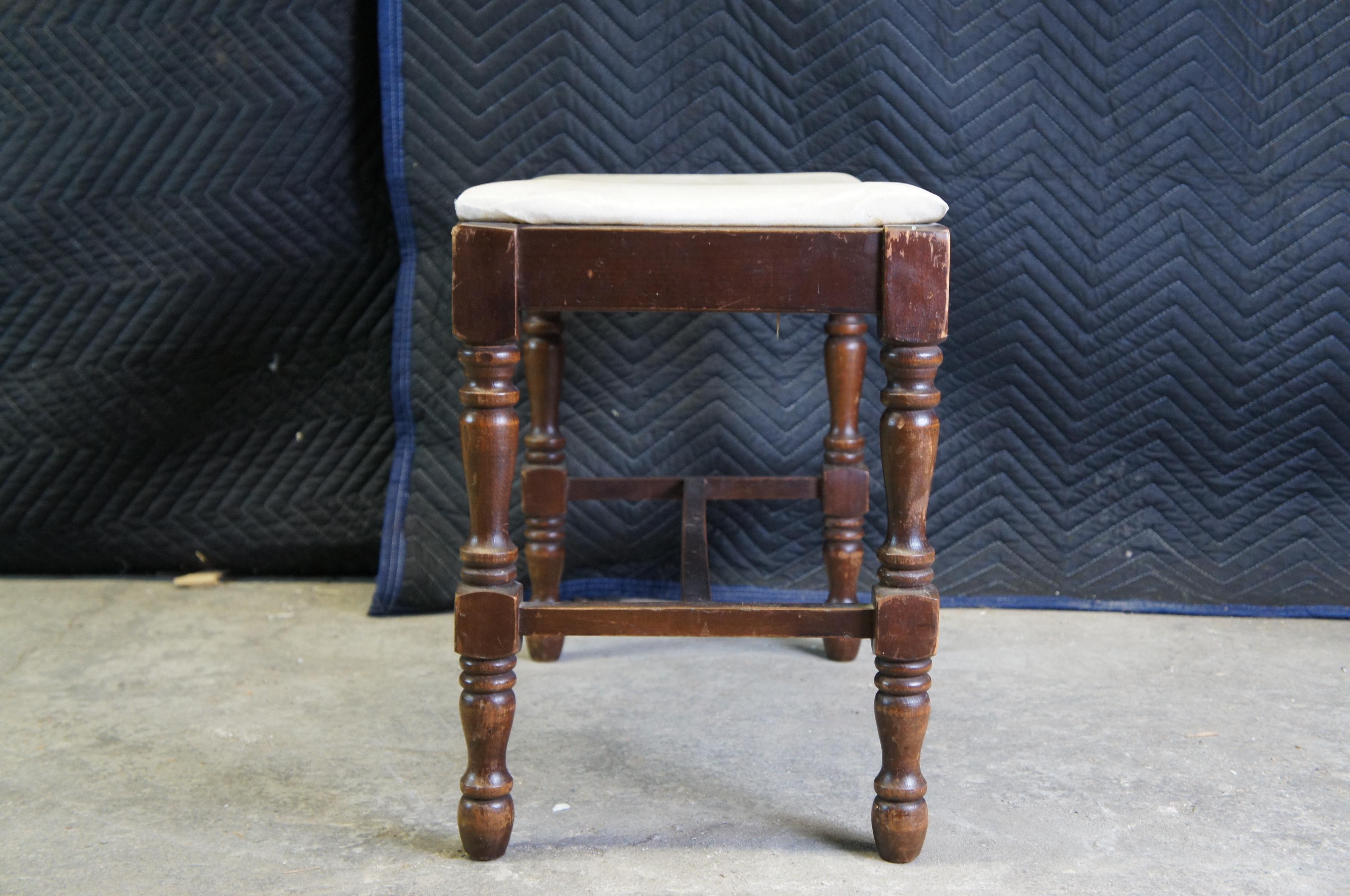 20th Century Antique William and Mary Style Walnut Stool Ottoman Foot Rest Piano Bench