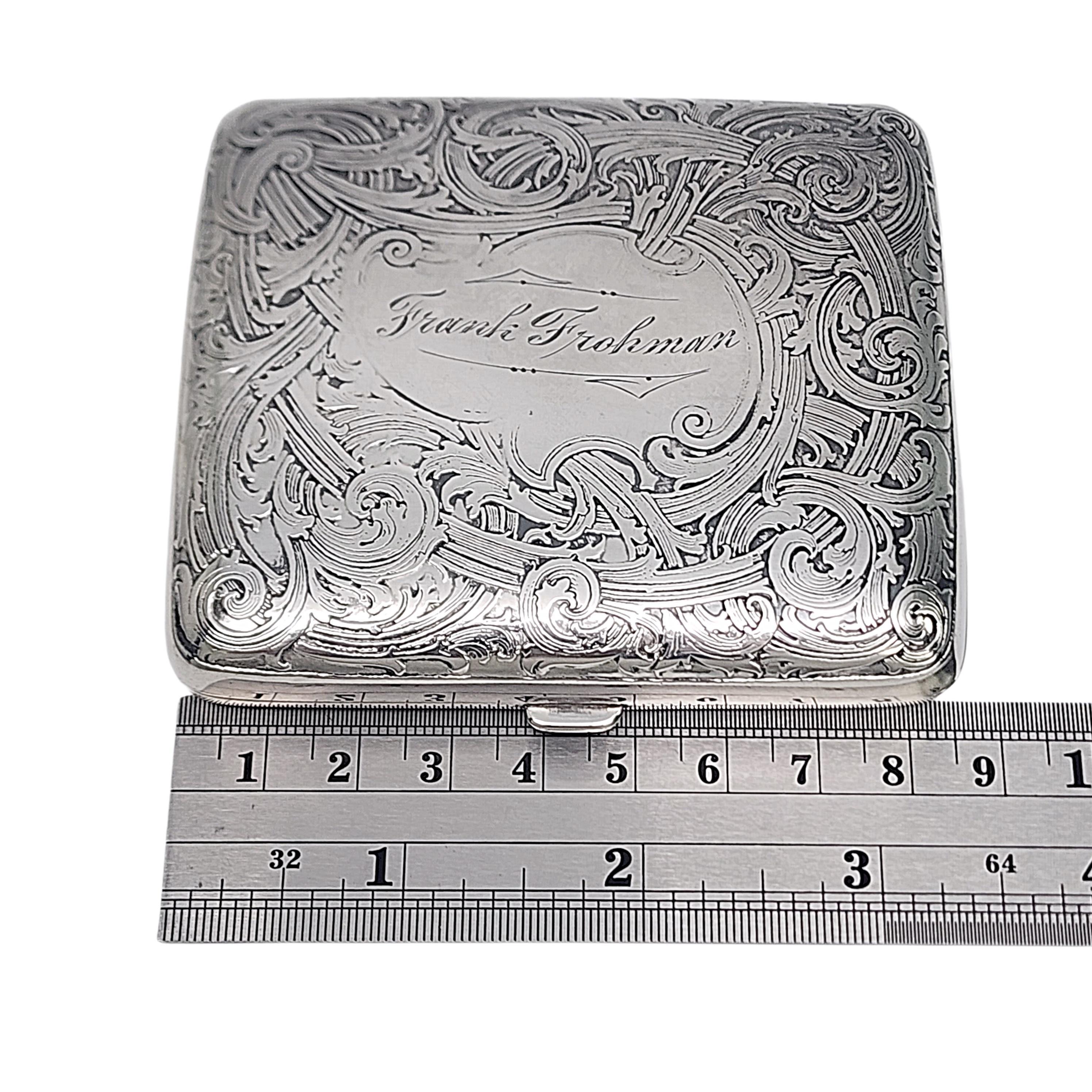 Antique William B Kerr Sterling Silver Cigarette Case w/Engraving #16526 For Sale 4