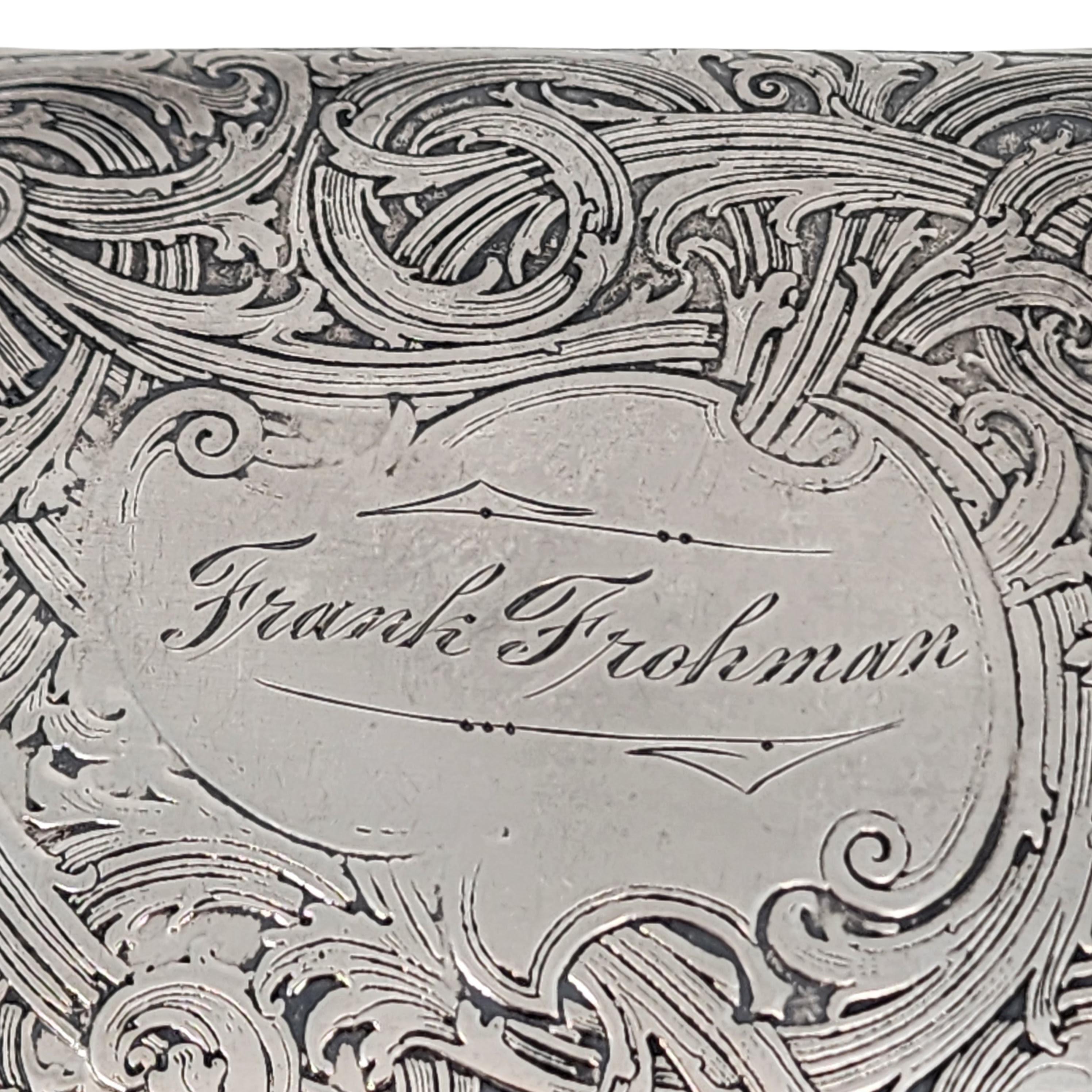 Antique William B Kerr Sterling Silver Cigarette Case w/Engraving #16526 For Sale 2