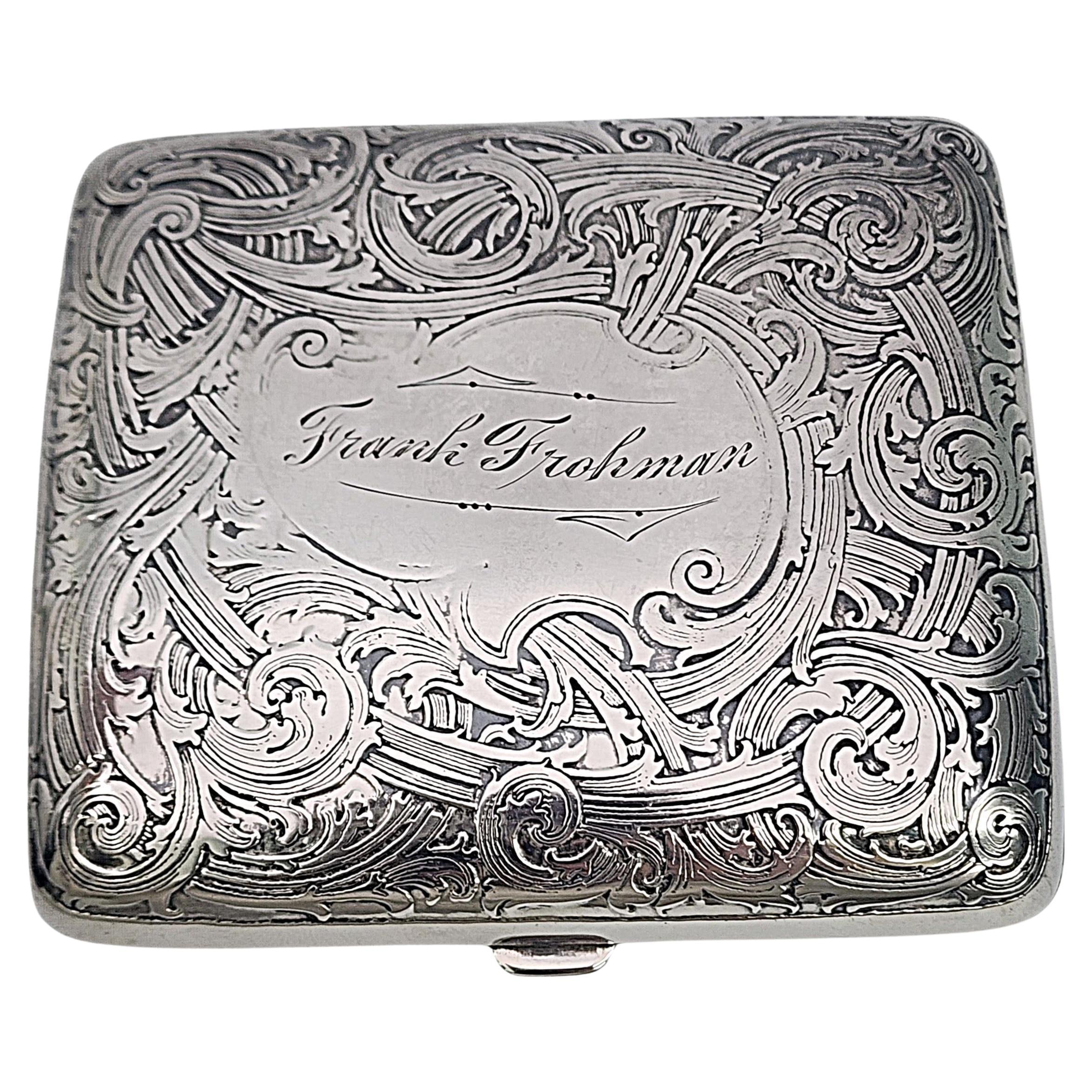 Antique William B Kerr Sterling Silver Cigarette Case w/Engraving #16526 For Sale