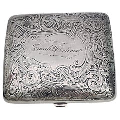 Antique William B Kerr Sterling Silver Cigarette Case w/Engraving #16526