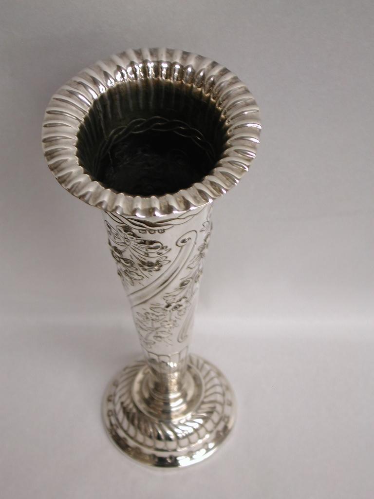 English Antique William Comyn's Victorian Silver Vase, 1892