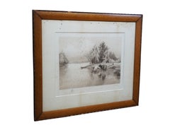Antique William de la Montagne Cary Signed Bulls Cows Riverscape Etching 31"