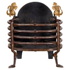 Antique William H. Jackson Co. Cast Iron and Brass Fireplace Grate - Iris Apfel