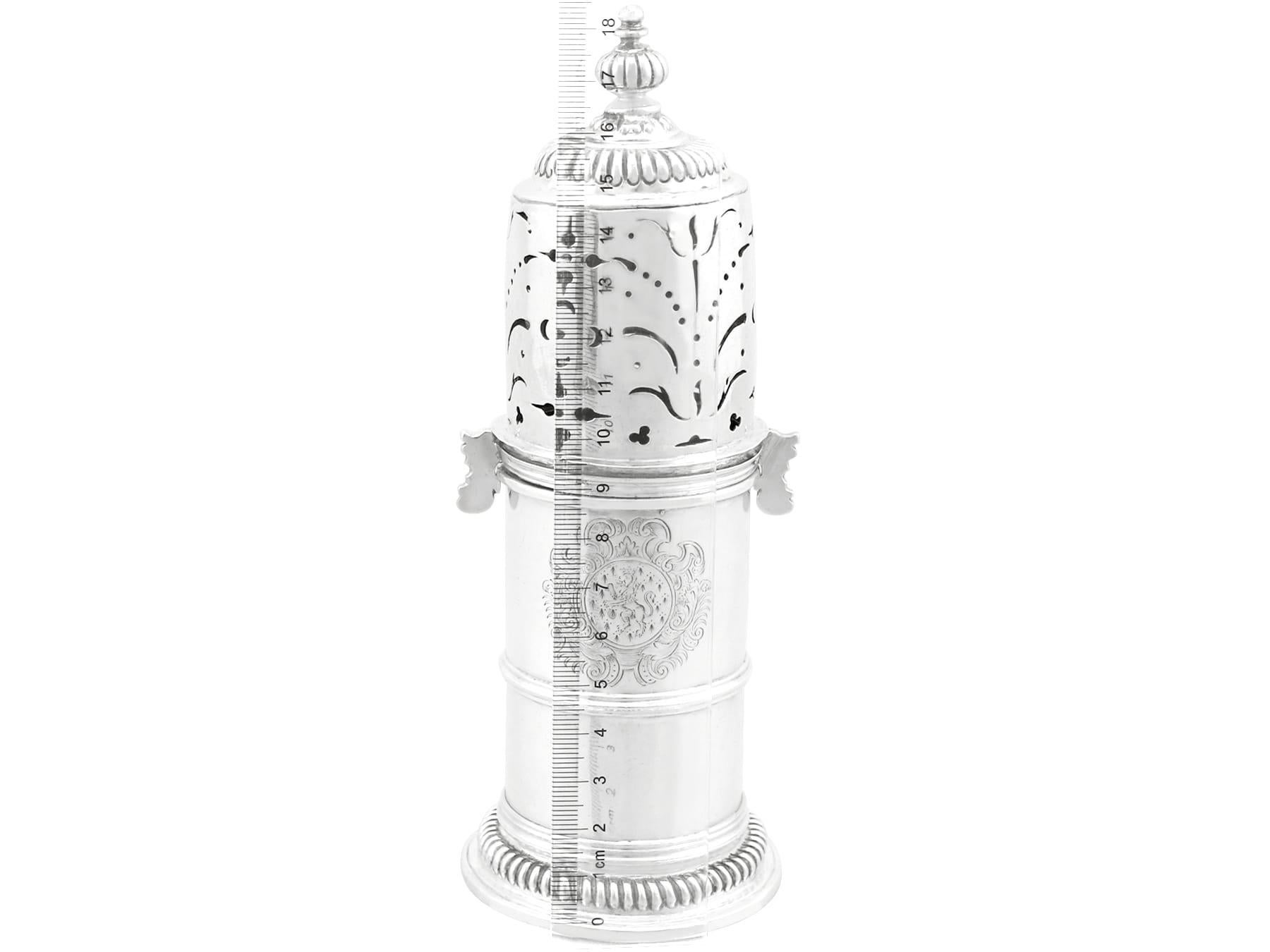Antique William III Britannia Standard Silver Lighthouse Style Caster For Sale 7