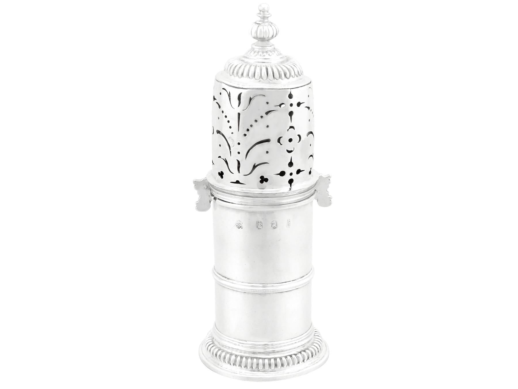 British Antique William III Britannia Standard Silver Lighthouse Style Caster For Sale