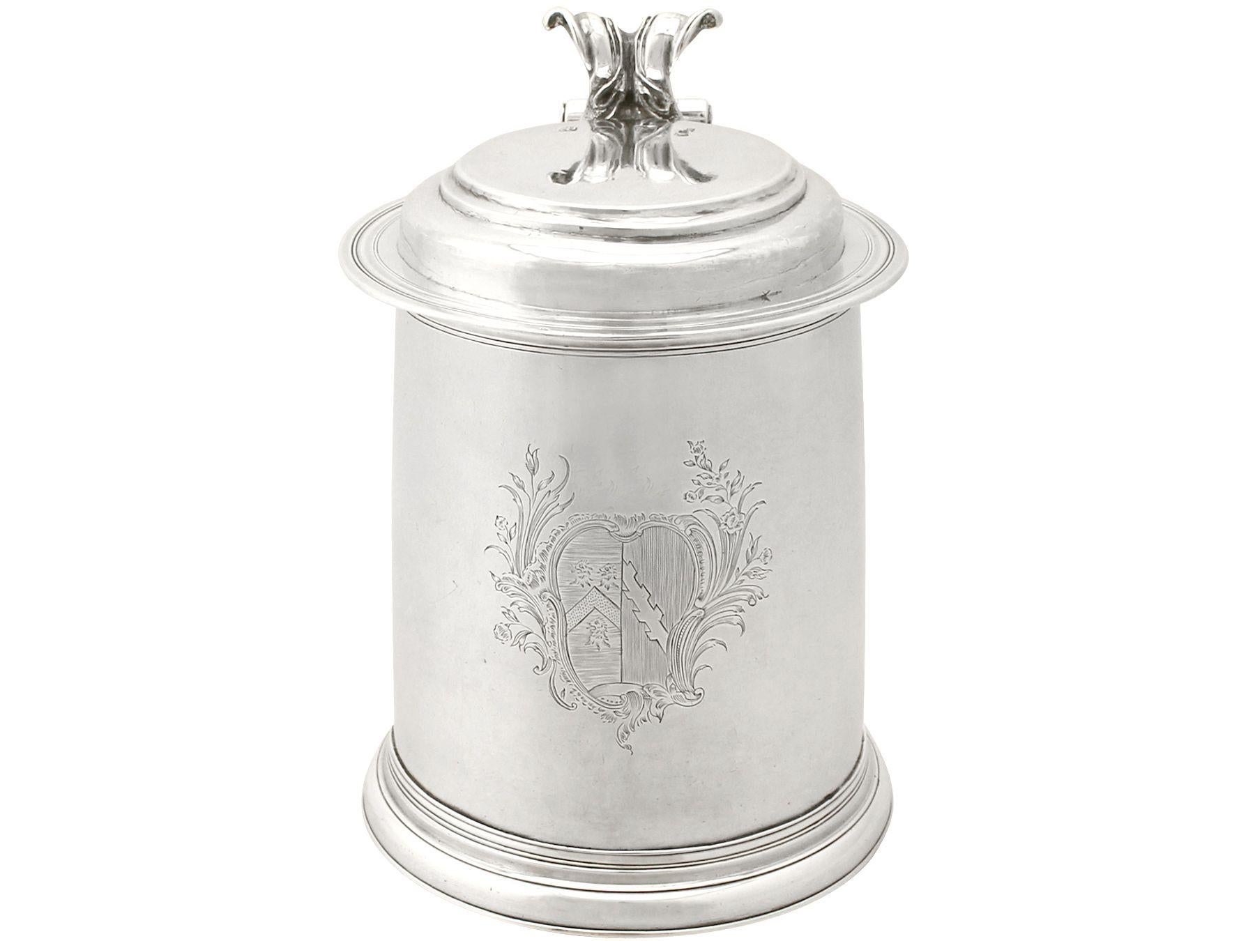English Antique William III Britannia Standard Silver Quart Tankard For Sale