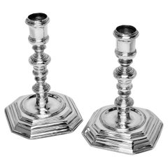 Antique William III Silver Candlesticks 1699 17th Century Andrew Raven