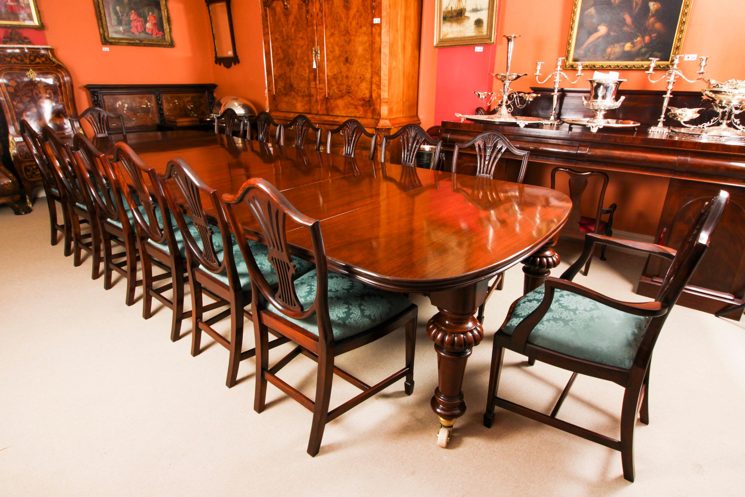 Antique William IV 13 ft Flame Mahogany Extending Dining Table 19th Century 16