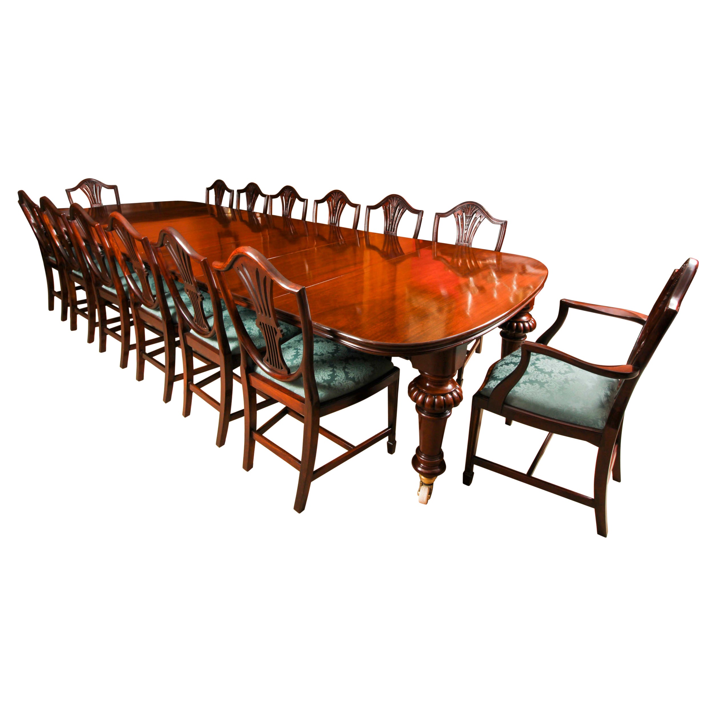 Antique William IV 13 ft Flame Mahogany Extending Dining Table 19th Century