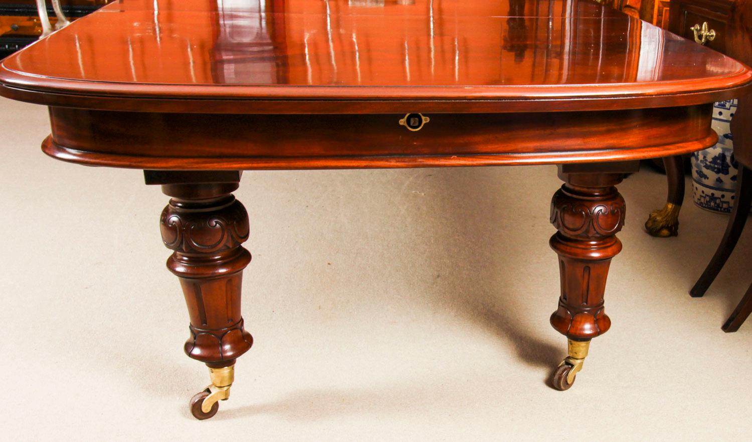 Antique William IV Flame Mahogany Extending Dining Table 19th C 16