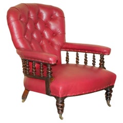 POLTRONA IN PELLE CON TELAIO IN BARLEY TESSUTO ANTIQUE WILLIAM IV 1830 Chesterfield