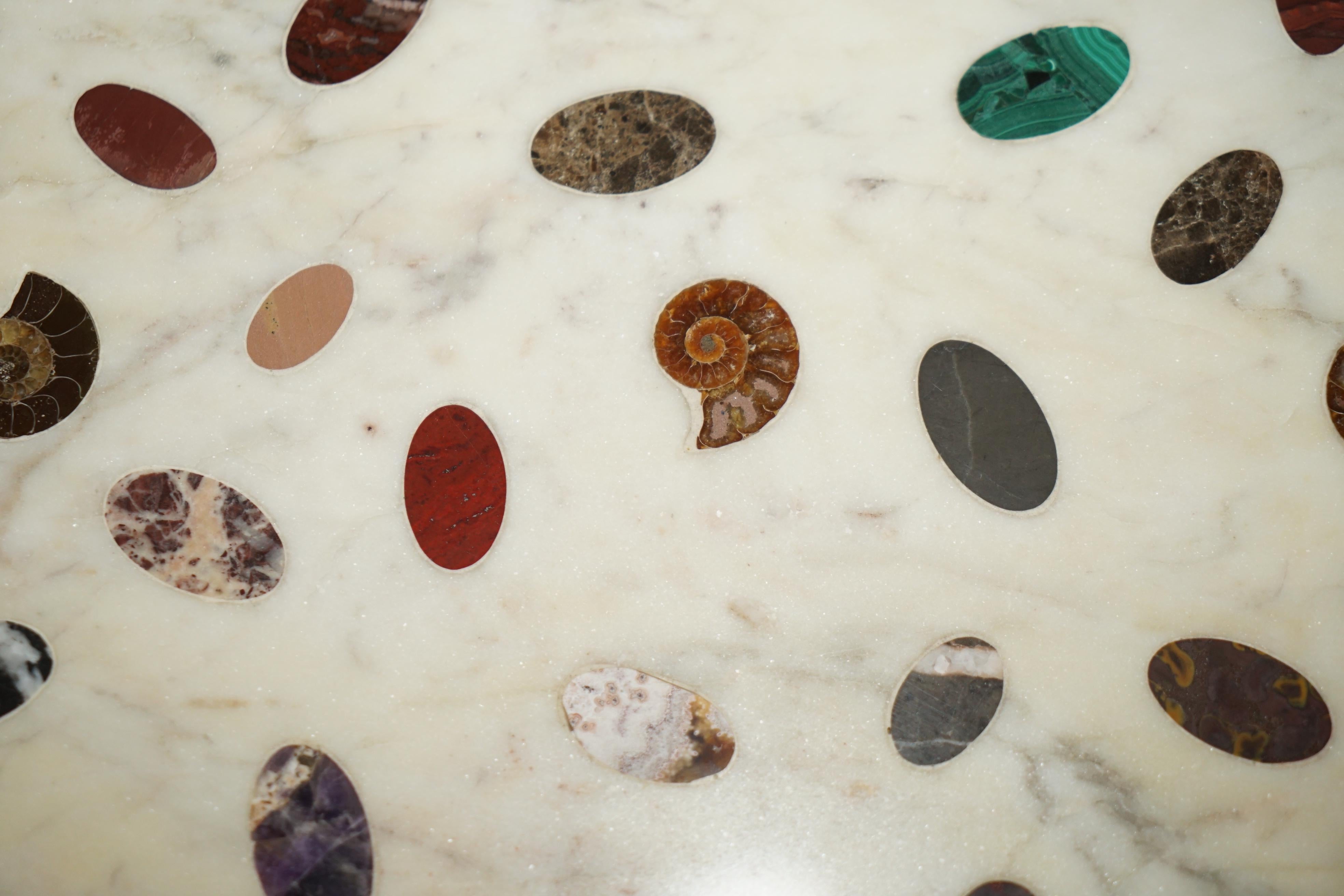 ANTiQUE WILLIAM IV 1830 HARDWOOD TABLE BASE AMMONITE FOSSIL SPECIMEN MARBLE en vente 1