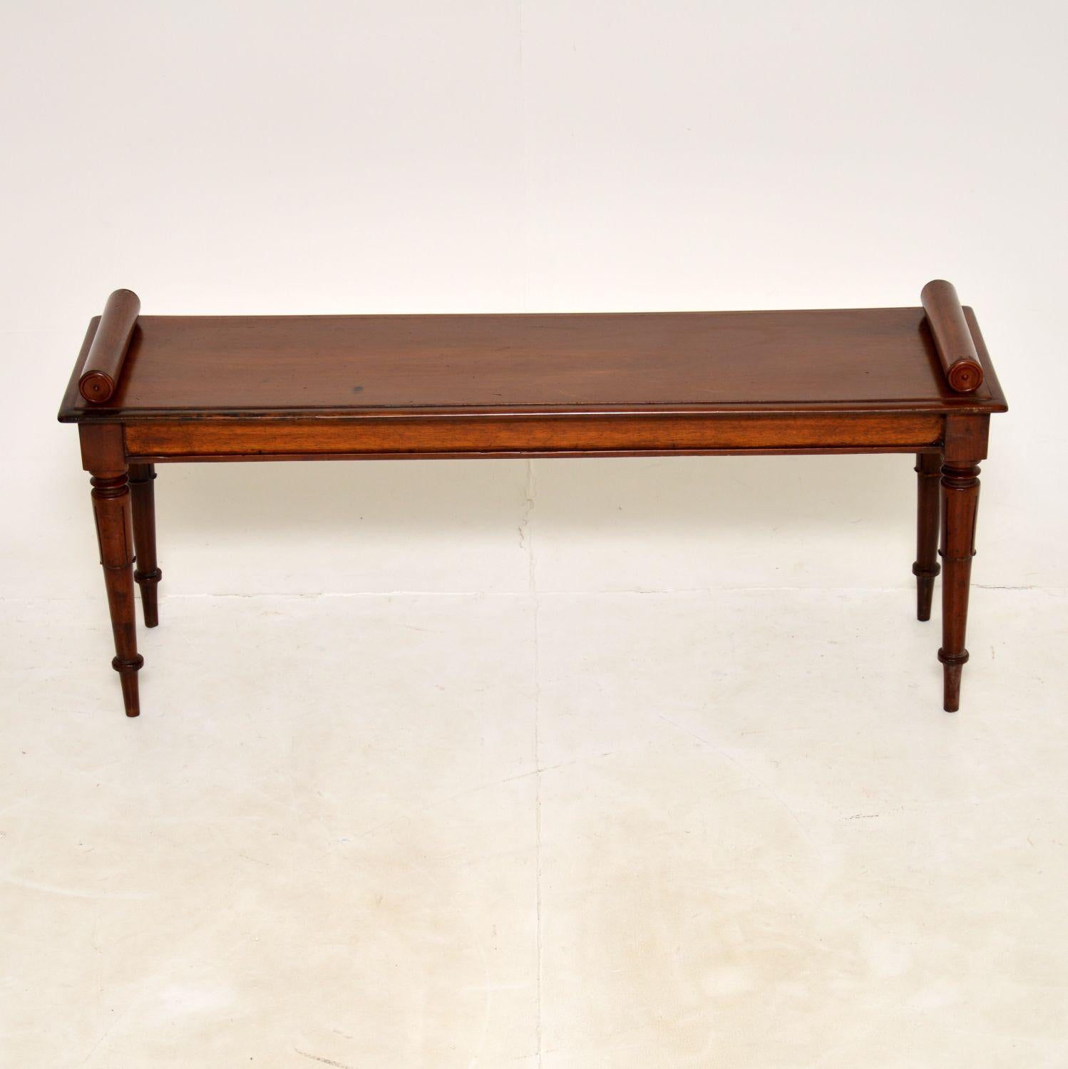 A gorgeous antique low bench in wood. this was made in England & dates from around the 1830-1840’s period.
It is a very useful size, low and long and very sturdy. It is perfect for use as a window seat or bench in a hallway, or even at the foot of