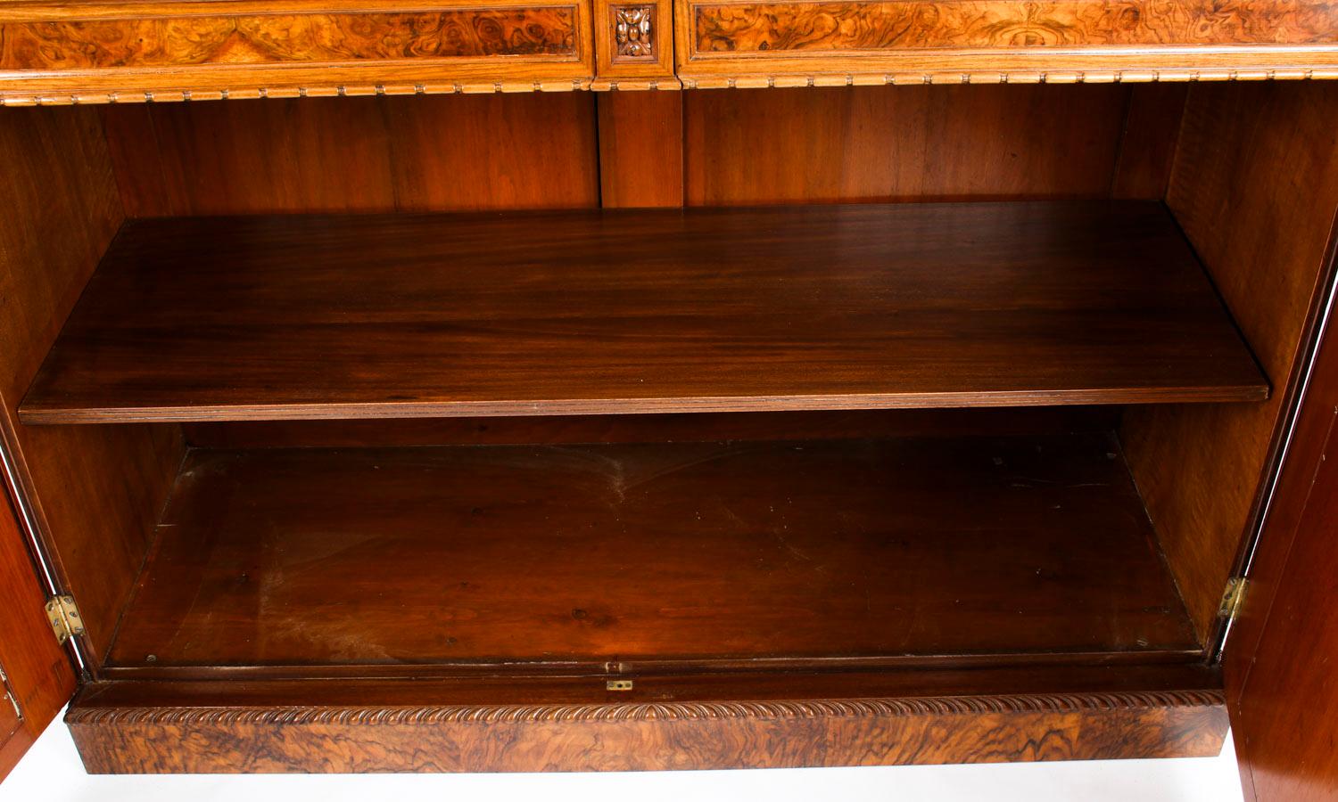 Antique William IV Burr Walnut Chiffonier Sideboard 19th Century 8