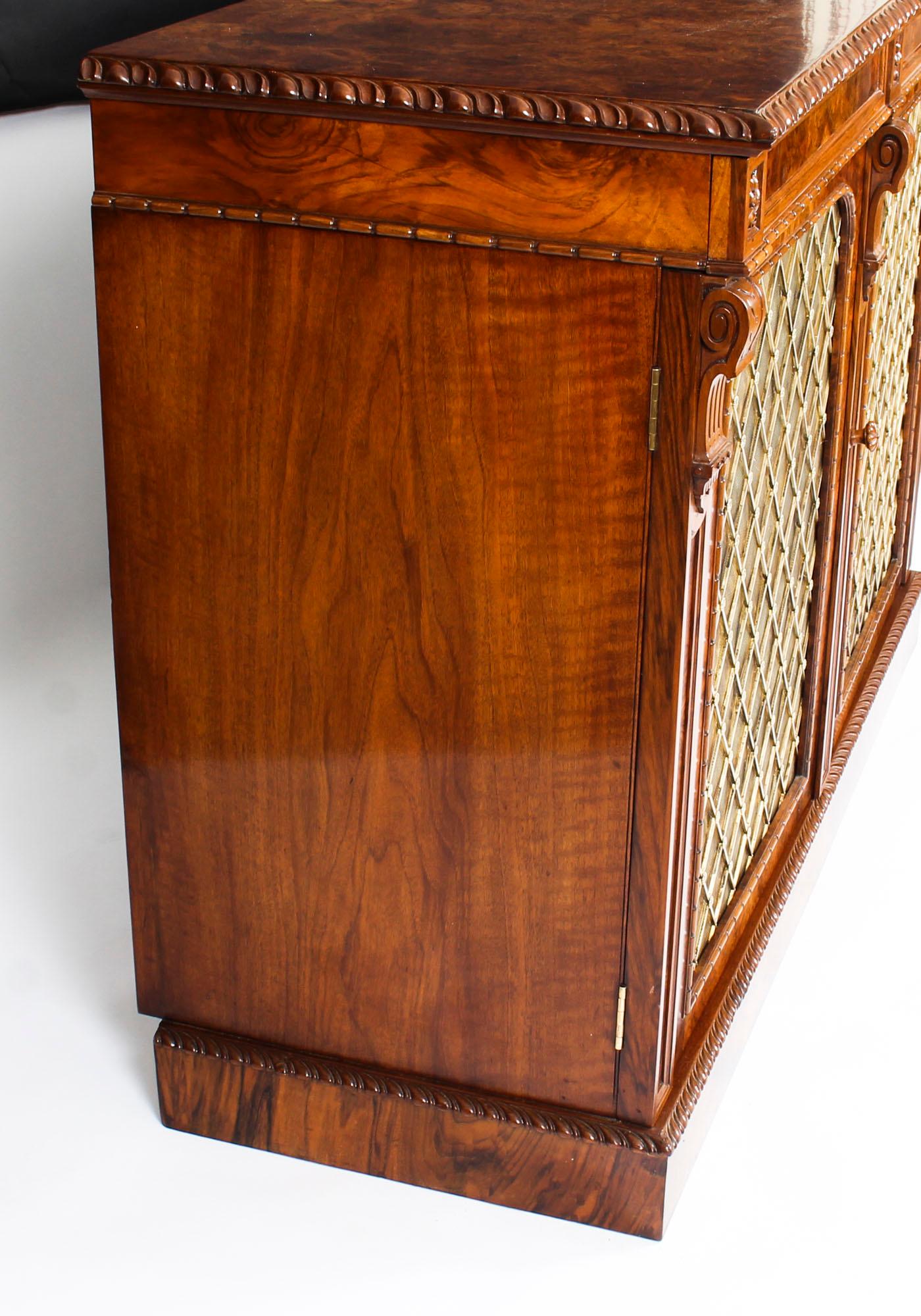 Antique William IV Burr Walnut Chiffonier Sideboard 19th Century 9