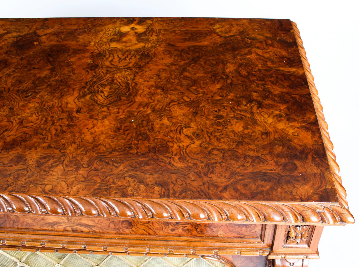 Mid-19th Century Antique William IV Burr Walnut Chiffonier Sideboard 19th Century