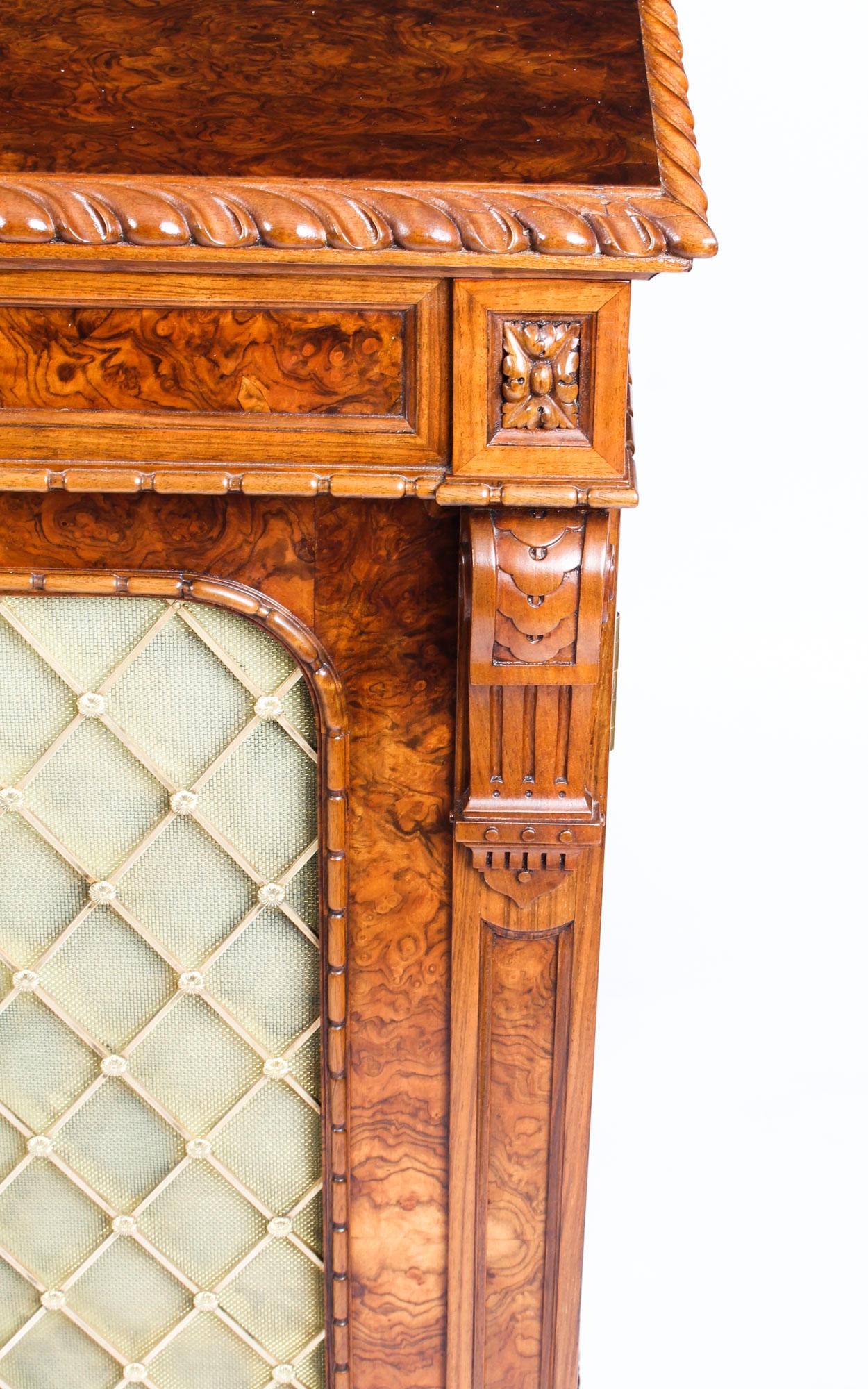 Brass Antique William IV Burr Walnut Chiffonier Sideboard 19th Century