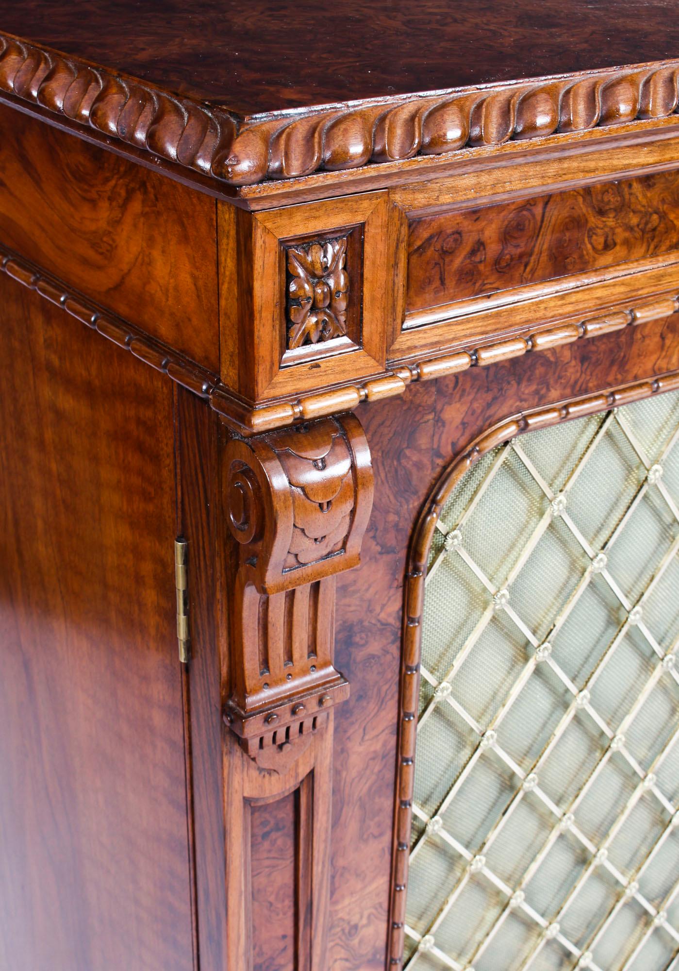 Antique William IV Burr Walnut Chiffonier Sideboard 19th Century 2