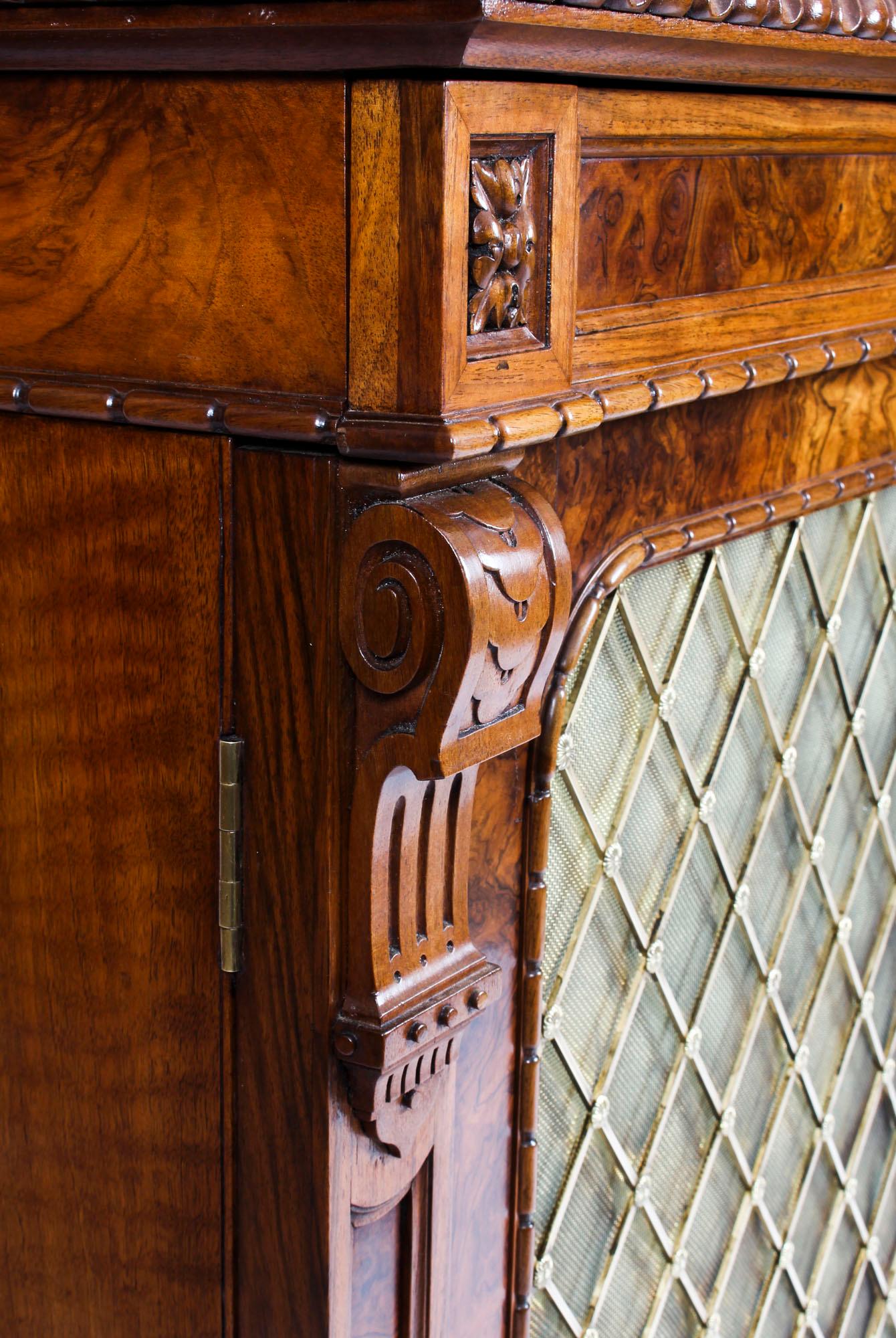 Antique William IV Burr Walnut Chiffonier Sideboard 19th Century 3