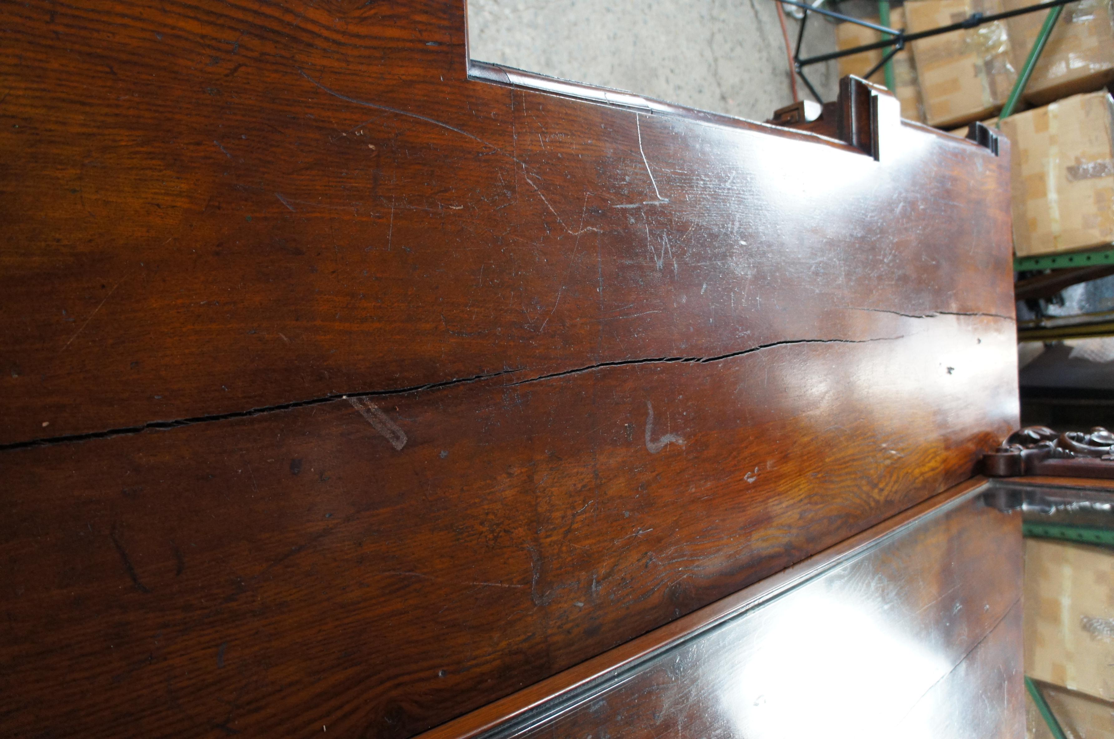 Antique William IV Carved Oak Pedestal Sideboard & Mirror Buffet Server Barback  7