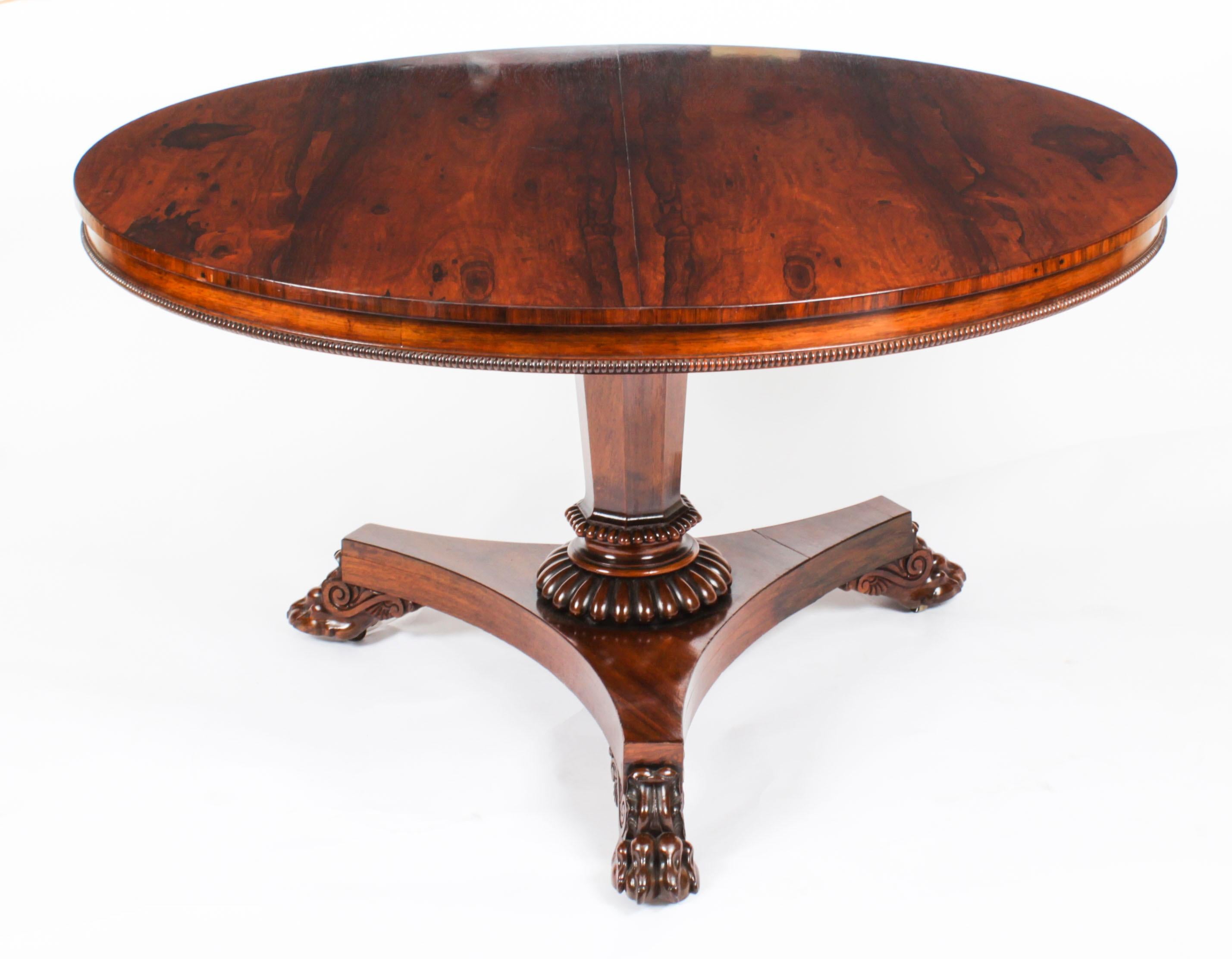 English Antique William IV Centre Breakfast Table by Gillows 19th Century