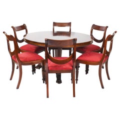 Table centrale ancienne William IV par Gillows & 6 chaises 19ème siècle