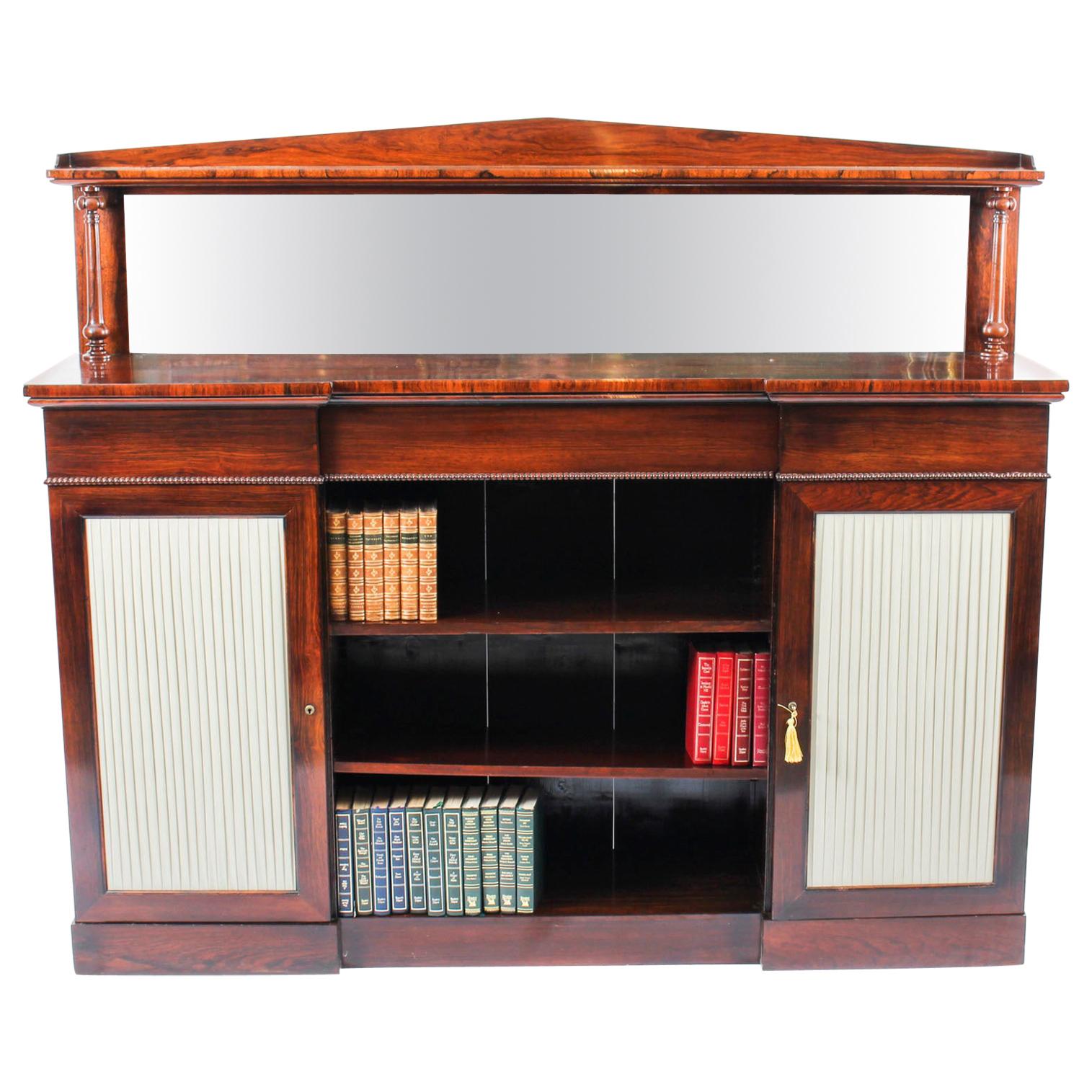 Antique William IV Chiffonier Open Bookcase Sideboard, 19th Century