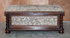 Antique William IV Circa 1830 Hardwood Barley Twist Embriodered Ottoman / Trunk