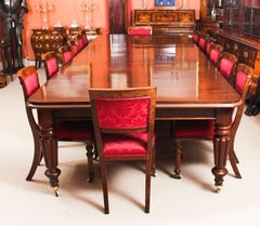 Antique William IV Dining Table 14 Upholstered Back Dining Chairs, 19th Century