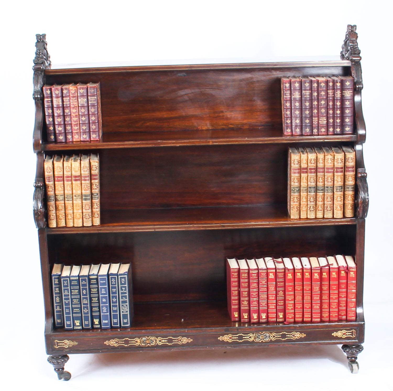 English Antique William IV Double Sided Waterfall Open Bookcase 19th Century