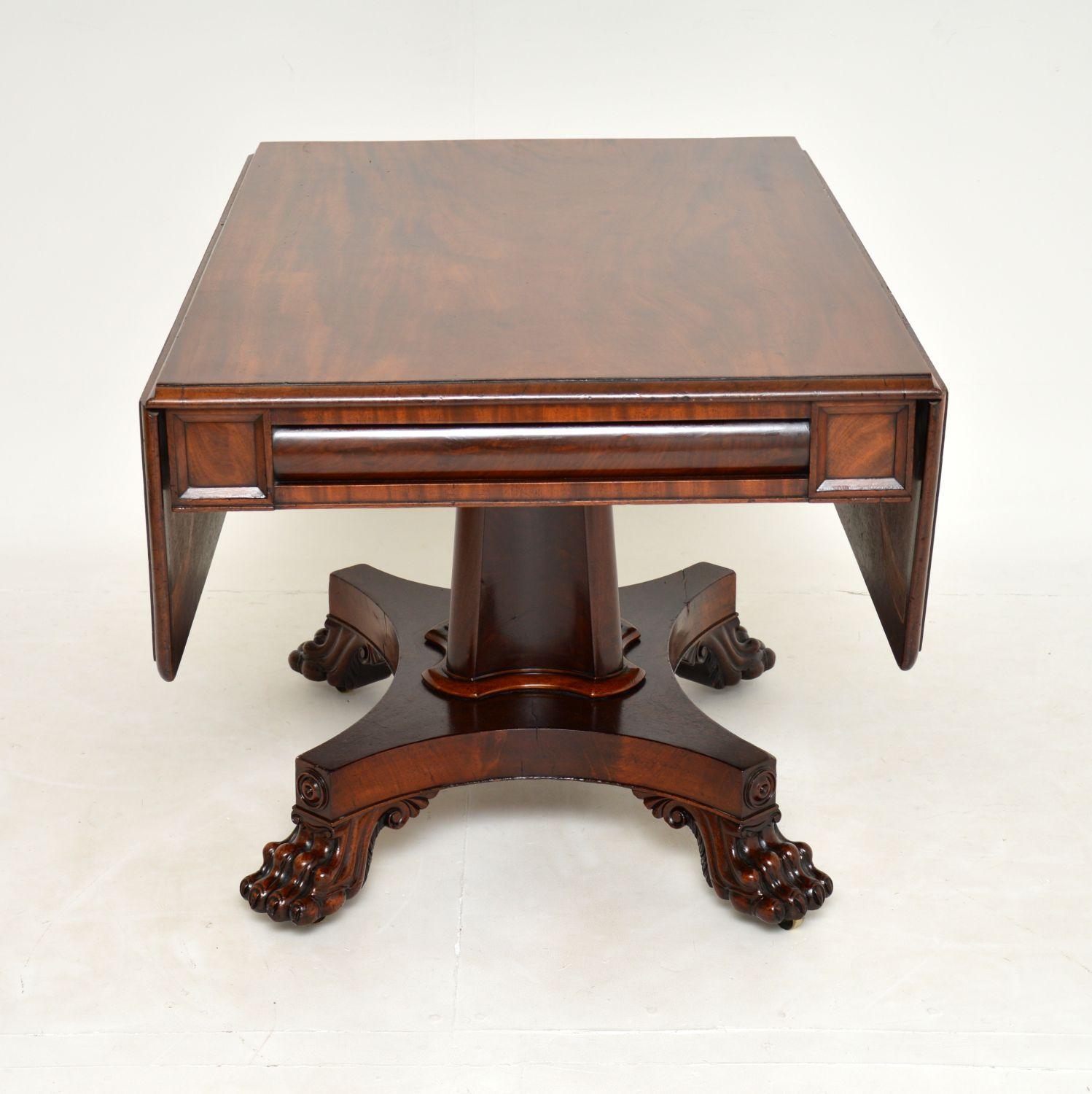 Wood Antique William IV Drop Leaf Dining / Center Table