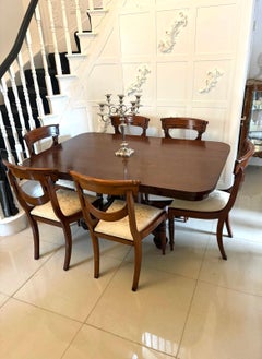 Antique William IV English Figured Mahogany Pedestal Tilt Top Dining Table