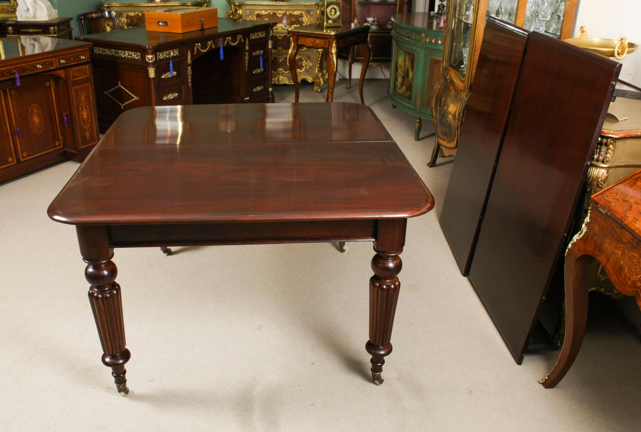 Antigua Mesa de Comedor Extensible William IV Siglo XIX y 10 Sillas con Respaldo Globo 8