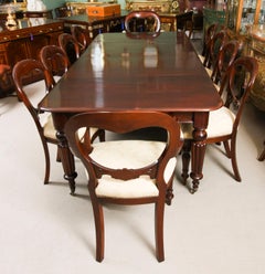 Antique William IV Extending Dining Table 19th Century & 10 Balloon Back chairs
