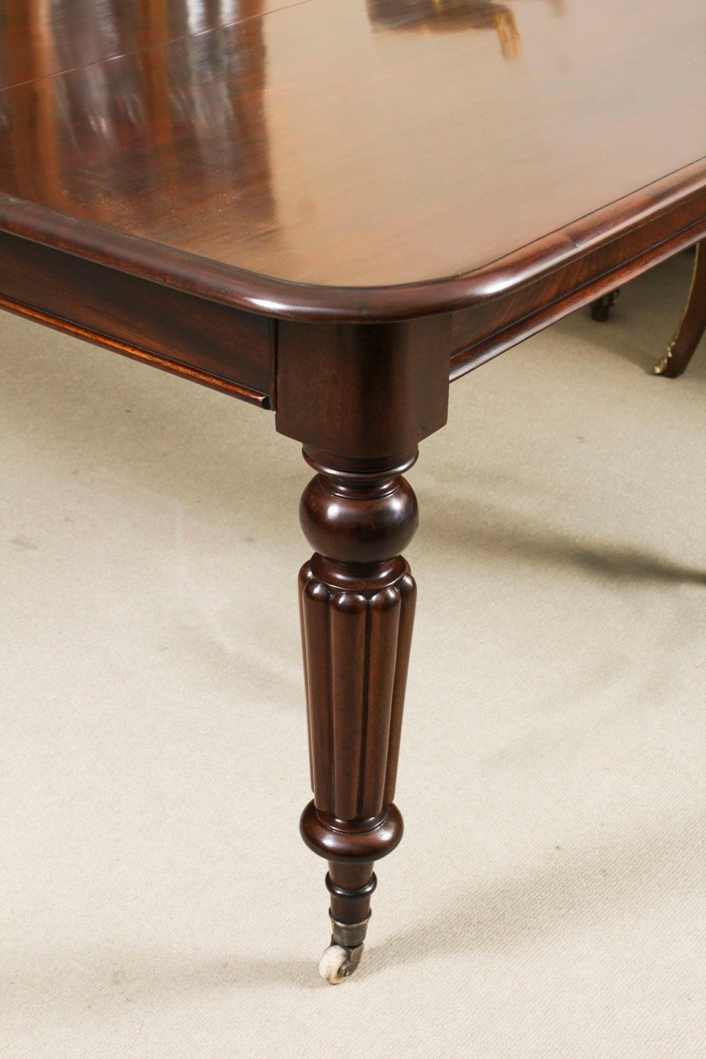 Antigua Mesa de Comedor Extensible William IV Siglo XIX y 10 Sillas con Respaldo Globo Inglés