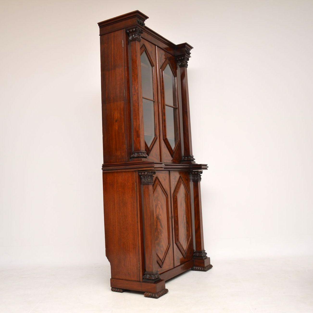 Antique William IV Flame Mahogany Bookcase 2