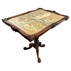 Antique William IV Gillows Carved Rosewood Tilt Top Tripod Table Fire Screen