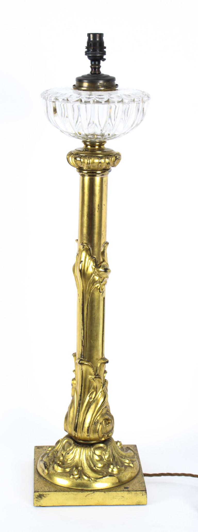 English Antique William IV Gilt Bronze Table Lamp, 19th Century For Sale