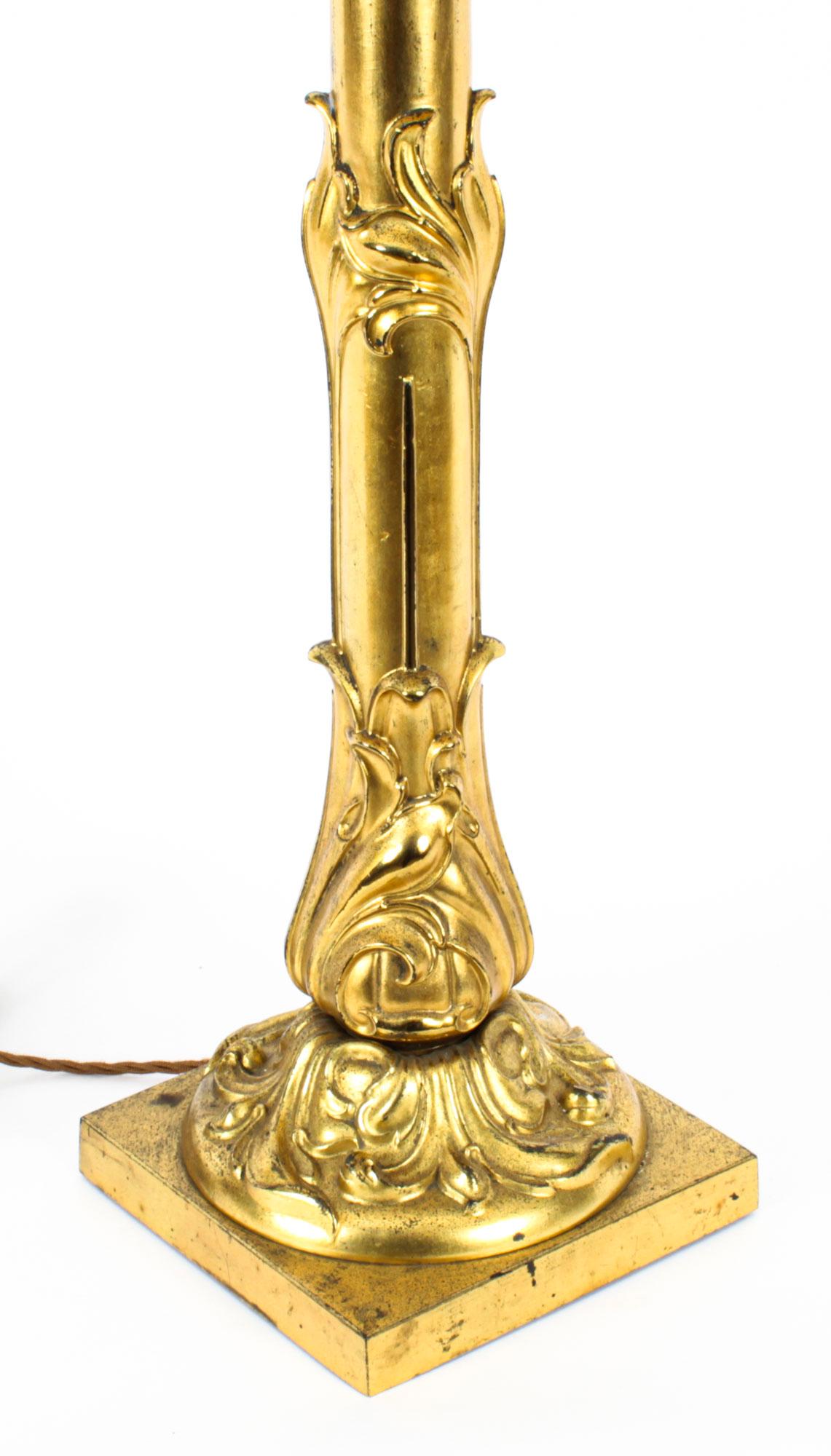 Ancienne lampe de table en bronze doré William IV, 19e siècle en vente 1