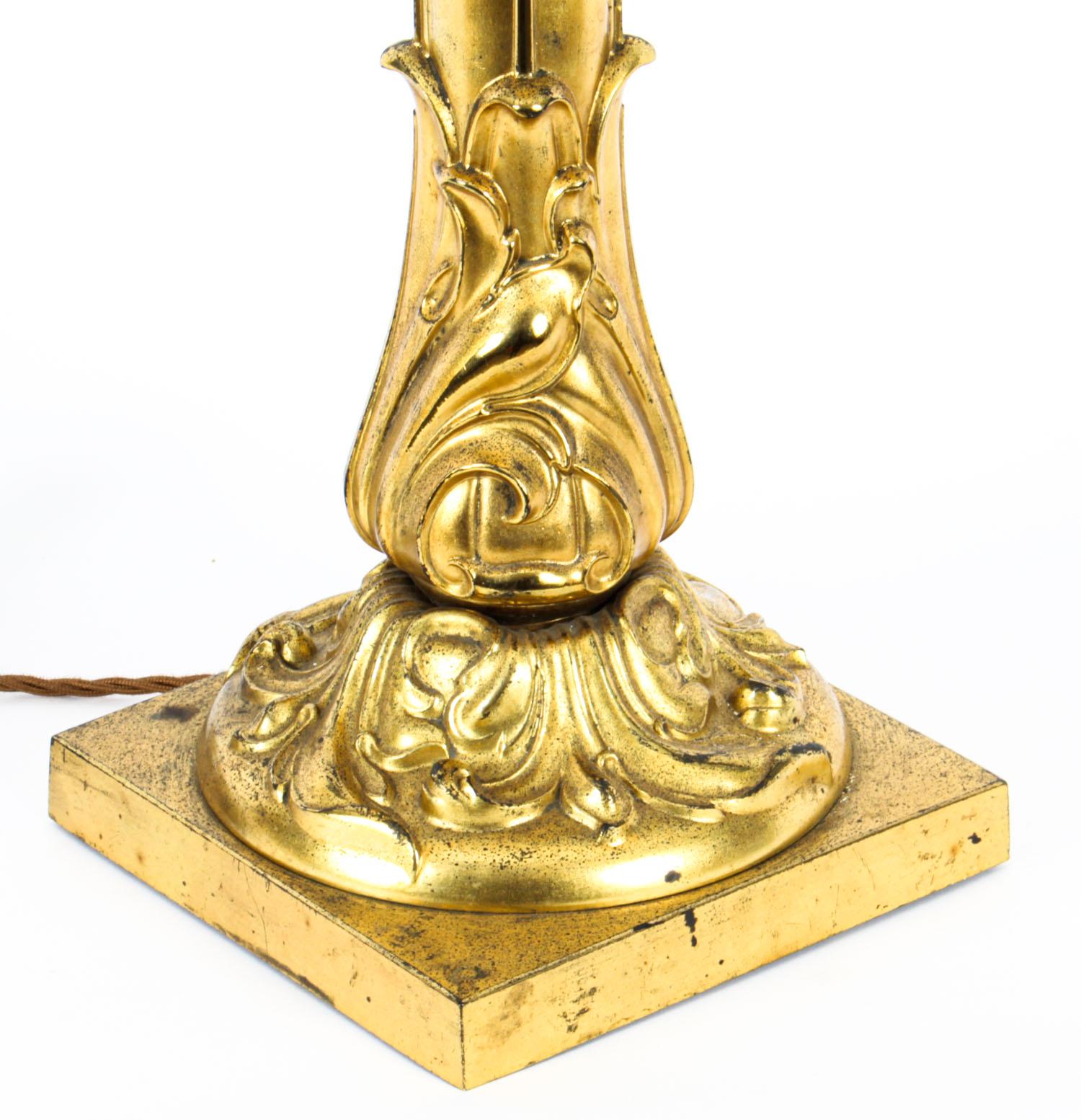 Ancienne lampe de table en bronze doré William IV, 19e siècle en vente 2