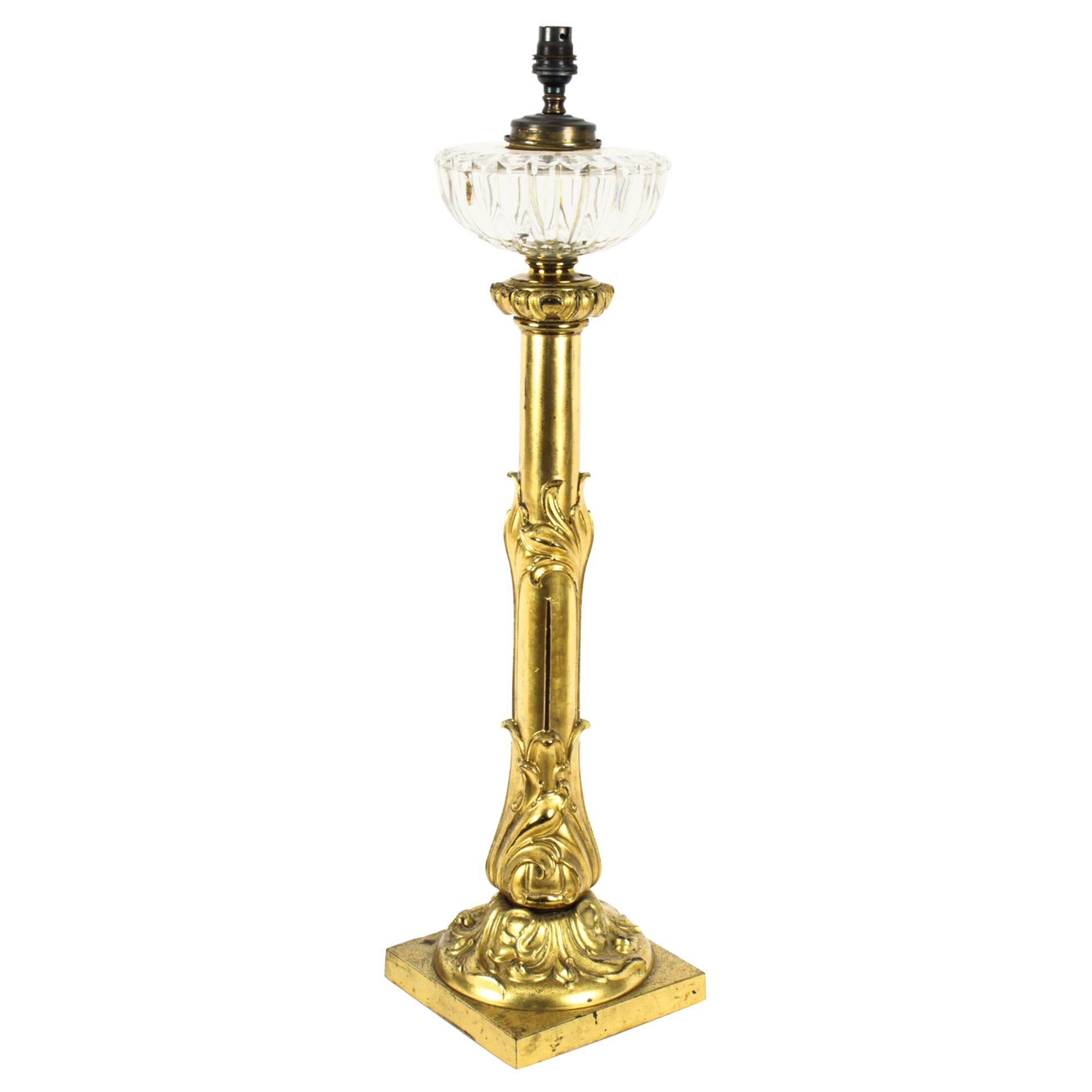 Lampe de bureau ancienne William IV en bronze doré, XIXe siècle en vente