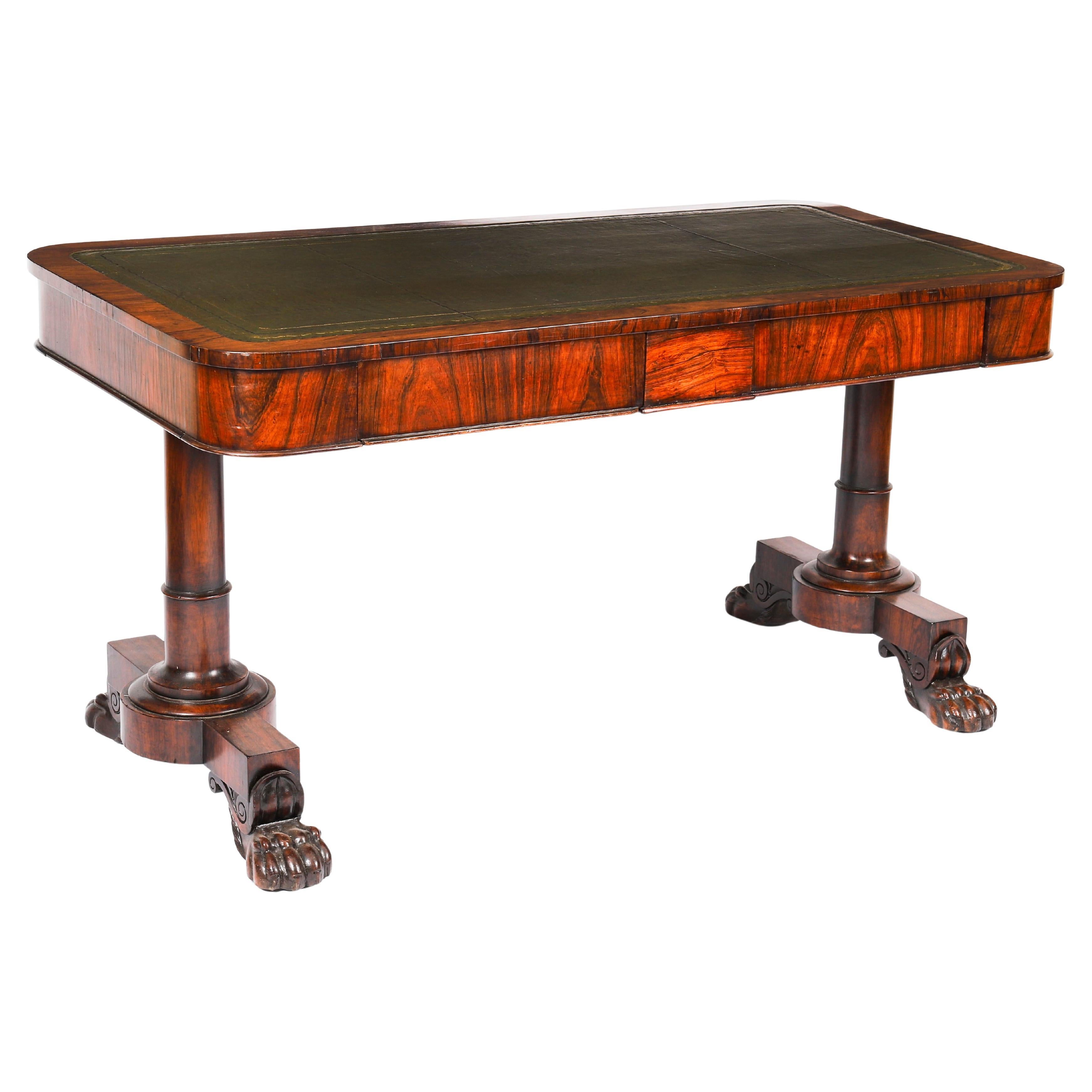 Antique William IV Gonçalo Alves Writing Table Desk 19th Century